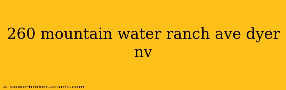 260 mountain water ranch ave dyer nv