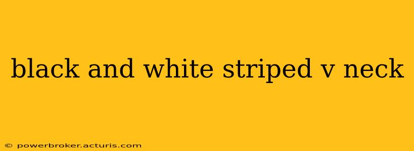 black and white striped v neck