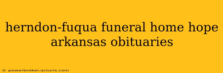 herndon-fuqua funeral home hope arkansas obituaries