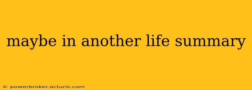 maybe in another life summary