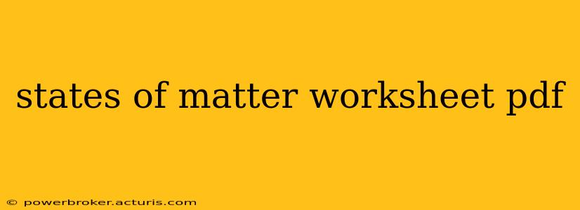 states of matter worksheet pdf